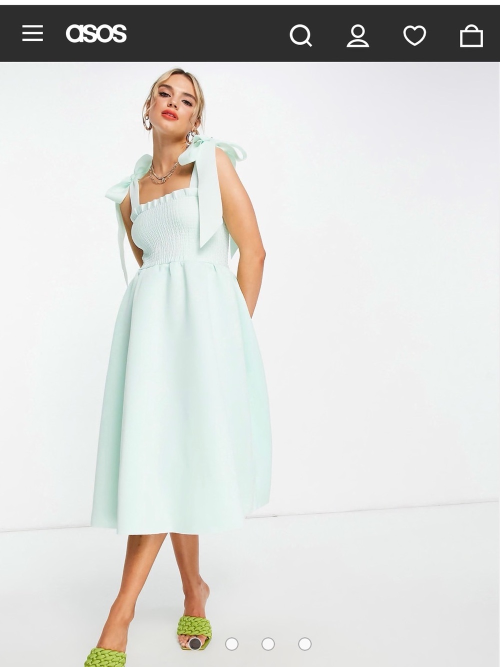 ASOS Mint Bow-Tie Strap Midi Dress